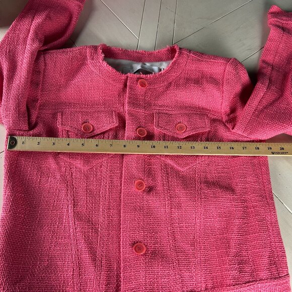 IRO Felicity Cotton Stretch Tweed Boucle Textured Knit BlazerJacket Pink size 10 - Picture 14 of 16